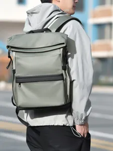Men large capacity multi-function computer backpack commuting travel roll-top anti-theft bag