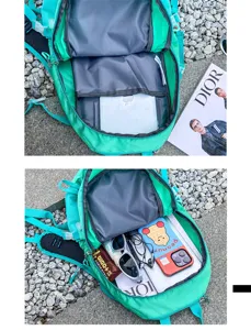 Detailansicht des großen Innenvolumens und der praktischen Fächer des Sportrucksacks.