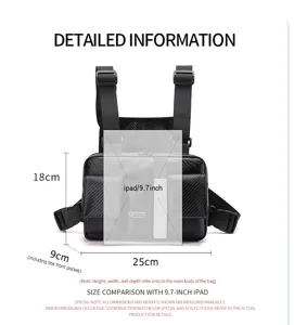Tactical chest bag for men street style PU leather functional vest bag outdoor sports pack.