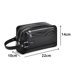 Stilvolle schwarze Krokomuster PU Leder Herren Clutch Tasche mit Reißverschluss.