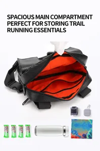 Tactical chest bag detail view showing spacious interior compartment and multi-pocket storage capacity.