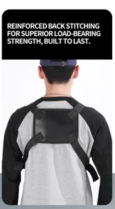 Tactical chest bag back reinforced stitching and carbon fiber textured load-bearing panel detail.
