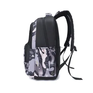 Lockerer schwarz-grauer Camouflage Rucksack, große Kapazität Schultasche für Reise.