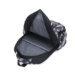 Lässiger Reise-Rucksack für Herren und Studenten, große graue Camo Schultasche neu.