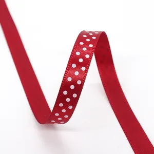 Polka Dot Polyester Ribbon High Density Printed Ribbon For DIY Hair Bows Gift Wrapping Flower Packaging Grosgrain Ribbon