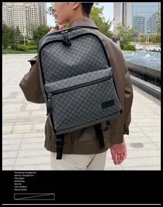Mochila retro con monograma de gran capacidad para hombres y mujeres, bolso escolar de viaje.