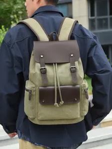 Vintage Canvas Rucksack für Damen und Herren große Kapazität lässige Laptoptasche Schultasche
