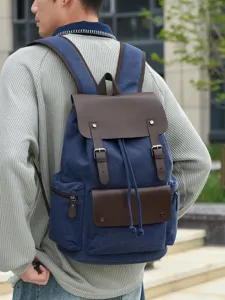 Klassischer Segeltuch Rucksack für Damen und Herren, Vintage Freizeittasche Schultasche.