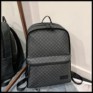 Mochila con patron monograma clasico casual viaje de negocios ordenador gran capacidad