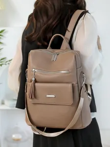 Damen PU Leder Freizeit Rucksack Große Kapazität Umhängetasche Mode Reise Alltagsrucksack