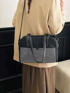 Elegante strass avondhandtas met handvat en schouderband voor dames stijlvolle dagelijkse kleding.