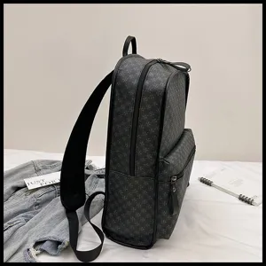 Mochila con patrón de monograma clásico para hombres y mujeres, bolso escolar de viaje.
