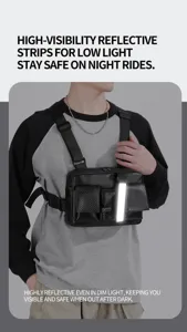 Tactical chest bag with reflective strips, streetwear functional vest bag for men gear.