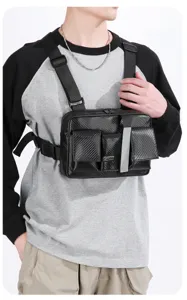 Men tactical chest bag streetwear functional techwear rig bag adjustable utility sport