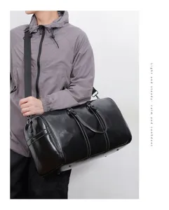 Sac de voyage en cuir PU noir, sac de sport bandoulière pour hommes et femmes top.