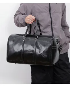 Sac de voyage de sport en cuir PU noir sac d'entraînement bandoulière pour fitness.