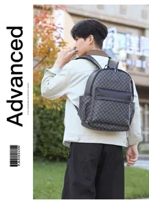 Mochila de cuero PU para hombre elegante casual de viaje negocios bolso para ordenador