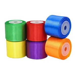 Bunte Satinband-Rollen 4cm Breite für Geschenkverpackung, Hochzeitsdekoration und Bäckereihandwerk.