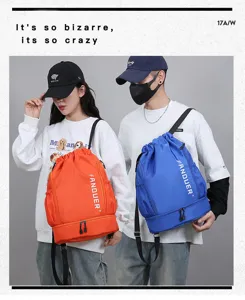 Großer Kordelzug Sportrucksack mit Nass-Trocken-Trennung, ideal für Fitness, Schwimmen und Reisen.