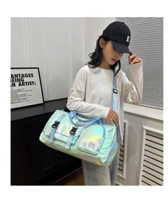 Holografische Reisetasche große Kapazität Sporttasche mit Schuhfach glänzender Fitnesstasche.