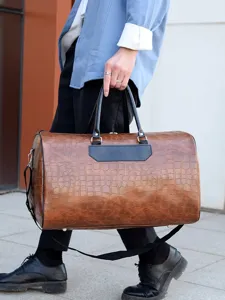 Große Kapazität PU Leder Reisetasche Für Herren Krokodil Muster Duffle Bag Sport Fitnesstasche Wochenende Gepäck Tasche