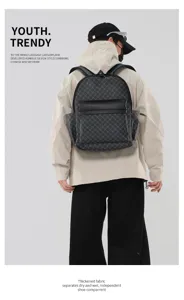 Mochila elegante para hombre con patrón único, ideal para viajes casuales y la escuela.