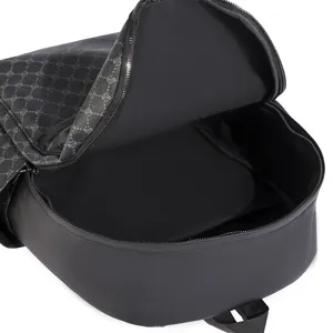 Mochila de cuero PU elegante para hombre con patron geometrico moderno para viaje y escuela.