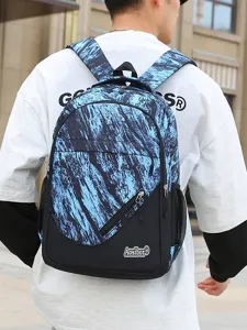 Großer Kapazität kontrastfarbener bedruckter Rucksack lässige Schultasche für Schüler Alltag