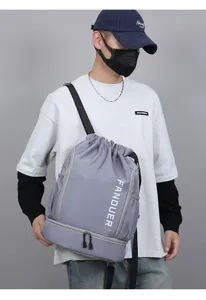 Große Kapazität Sportrucksack mit nass trocken Trennung, Oxford Stoff Kordelzug Tasche für Sport.
