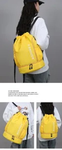 Großer wasserdichter Oxford Kordelzug Rucksack mit Nass Trocken Trennung für Sport Reise.