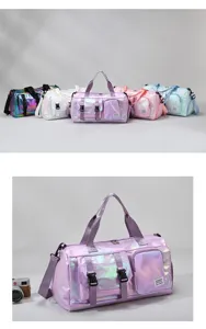 Glänzende holografische Reisetasche mit Schuhfach große Kapazität Sport Fitness Tasche
