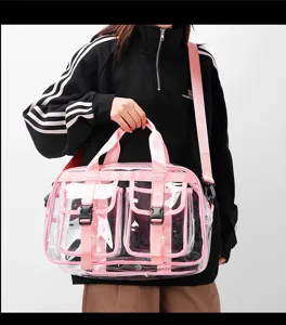 Transparente PVC Reisetasche Damen große Kapazität Handtasche rosa Umhängetasche