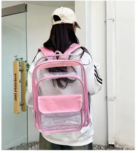 Transparenter PVC Rucksack Schulranzen wasserdichter Freizeit Daypack fuer Reisen