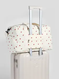 Cordsamt Erdbeer Druck Reisetasche Grosse Kapazitaet Sporttasche Wasserdichte Handtasche Mit Nass Trocken Trennung