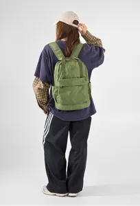 Lightweight grid oxford cloth backpack foldable large capacity casual daypack for women
