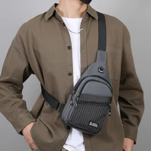 Herren Oxford Stoff Umhängetasche Multi-Fach Sling Brustrucksack für Reise Alltag