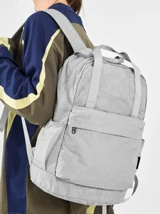 Lightweight grid oxford cloth backpack, foldable daily casual daypack for women and travel.