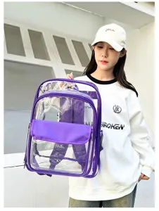 Transparenter PVC Rucksack Damen wasserdichte Reise Schultasche bunte Rucksacktasche