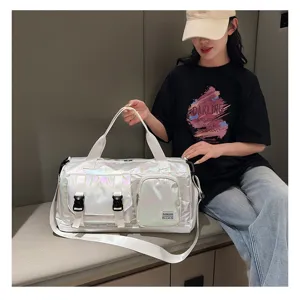 Glänzende Perlglanz Reisetasche mit großer Kapazität, ideale Fitness Sporttasche Damen.