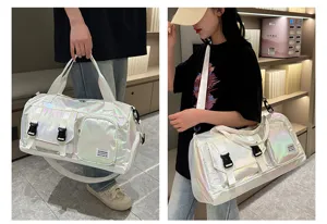 Holografische Reisetasche große Kapazität Fitness Sporttasche mit Schuhfach wasserdicht