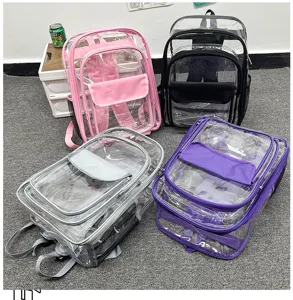 Transparenter PVC Rucksack wasserdichte Schultertasche Studententasche Freizeittasche