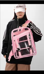 Rosa transparenter Rucksack große Kapazität PVC Student Schultasche für Sport und Freizeit