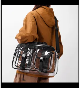 Transparente PVC Reisetasche wasserdichte Handtasche Umhängetasche für Damen Mode Alltag