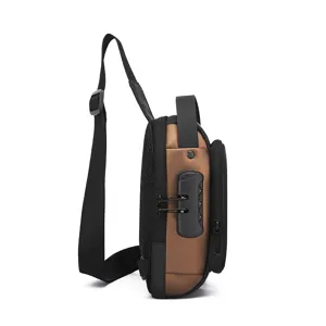 Sac à bandoulière anti-vol pour homme imperméable sac poitrine serrure détail vue