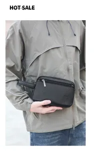 Borsa da toilette da viaggio in pelle PU da uomo, pratica pochette da polso multifunzionale.