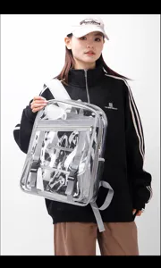 Transparenter PVC Rucksack mit grossem Fassungsvermoegen fuer Studenten und Stadion