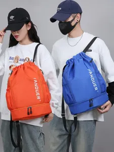 Wasserdichter Oxford-Stoff Kordelzug Sportrucksack mit Nass-Trocken-Trennungsfach.