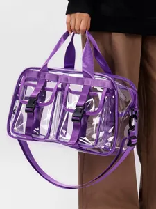 Transparente PVC Reisetasche wasserdichte große Handtasche Umhängetasche mit Fronttaschen
