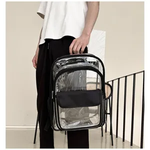 Transparenter PVC Rucksack, klarer Schulranzen, wasserdichter Reise-Tagesrucksack Detail.