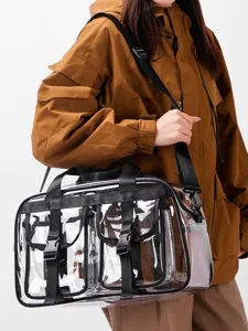 Transparente PVC Reisetasche für Damen, große wasserdichte Handtasche und Modetasche.